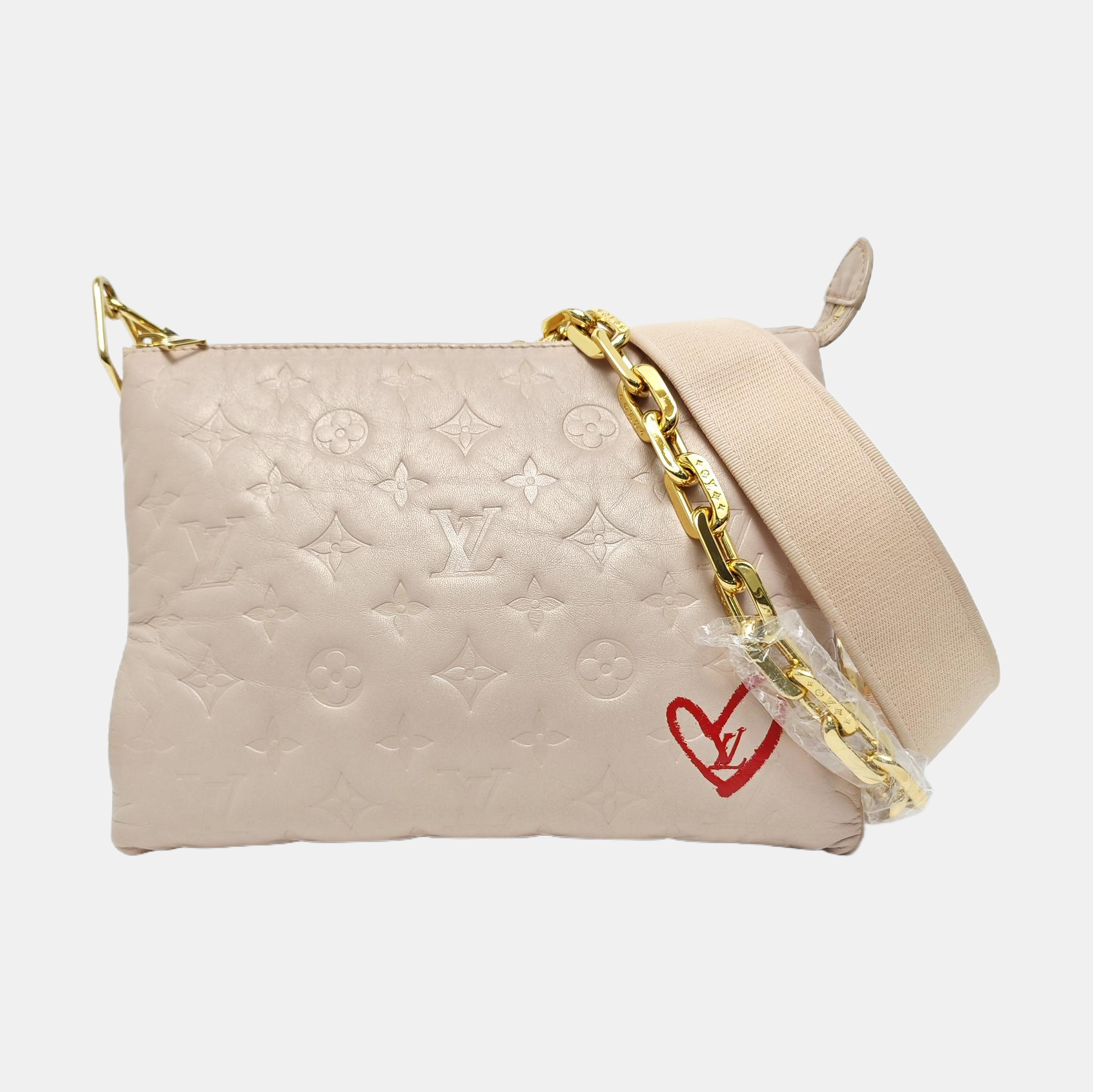 COUSSIN PM Monogram Lambskin Red