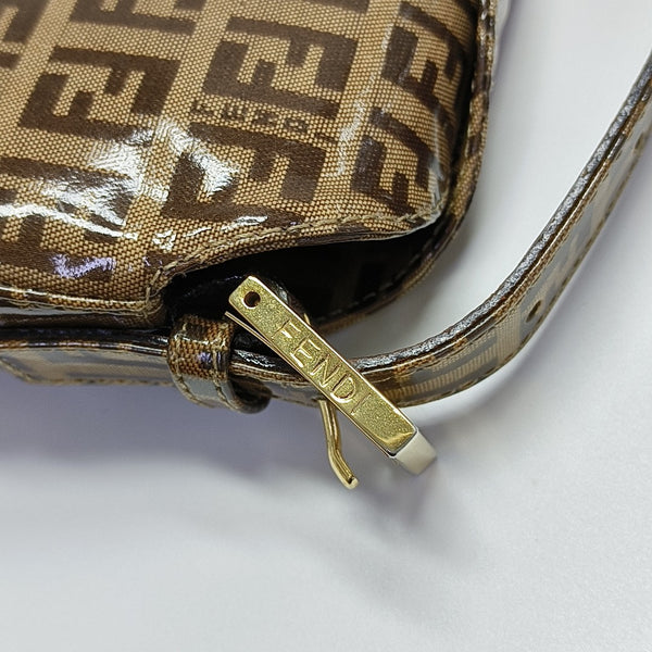 Coated Canvas Top Handle Bag Brown