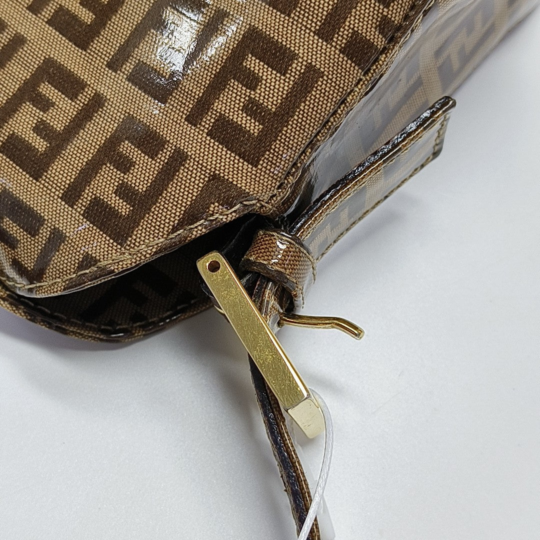Coated Canvas Top Handle Bag Brown