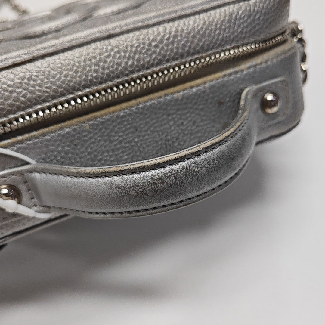 FILIGREE Small Quilted Grained Calfskin Silver