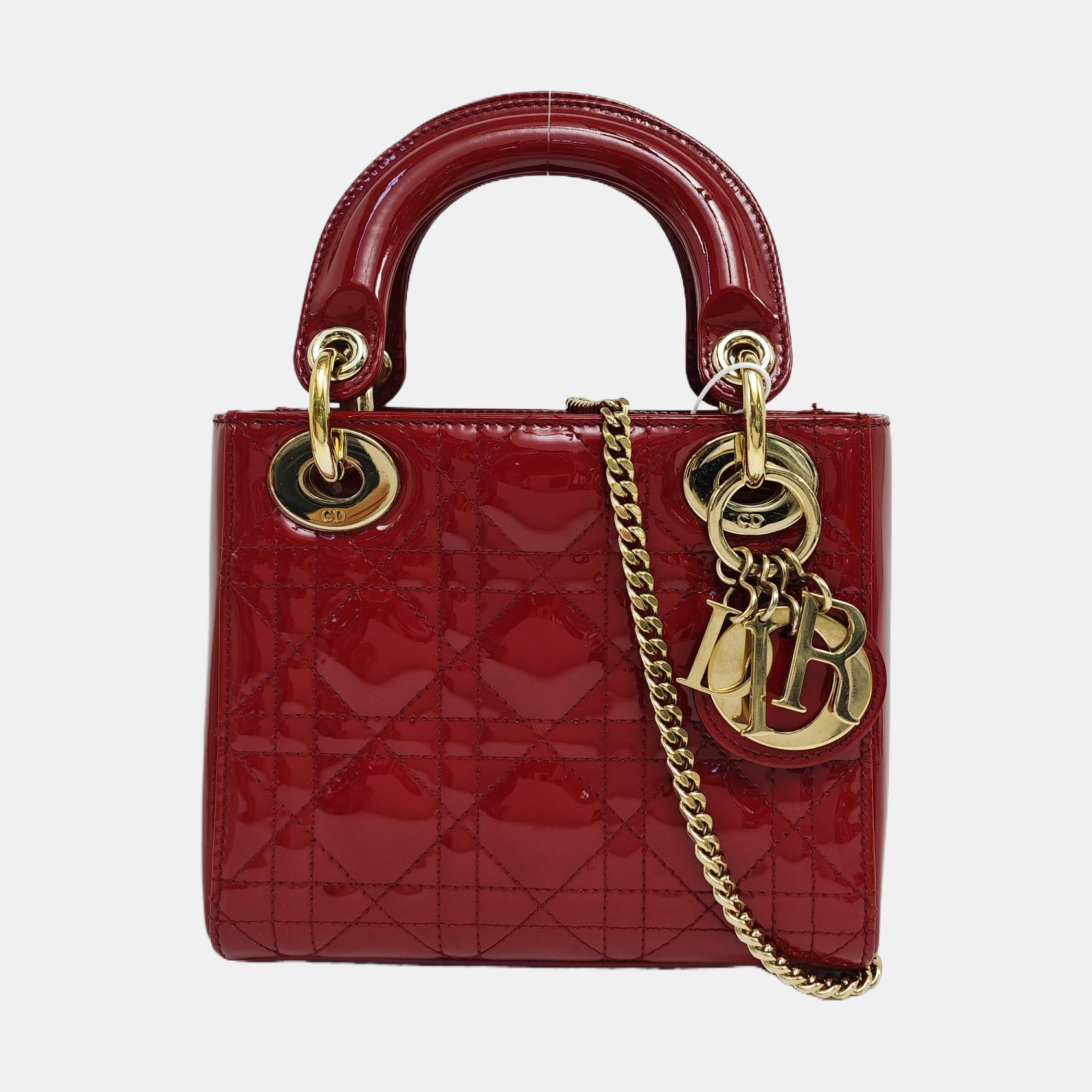 Lady Dior Mini Cannage Patent Leather Red
