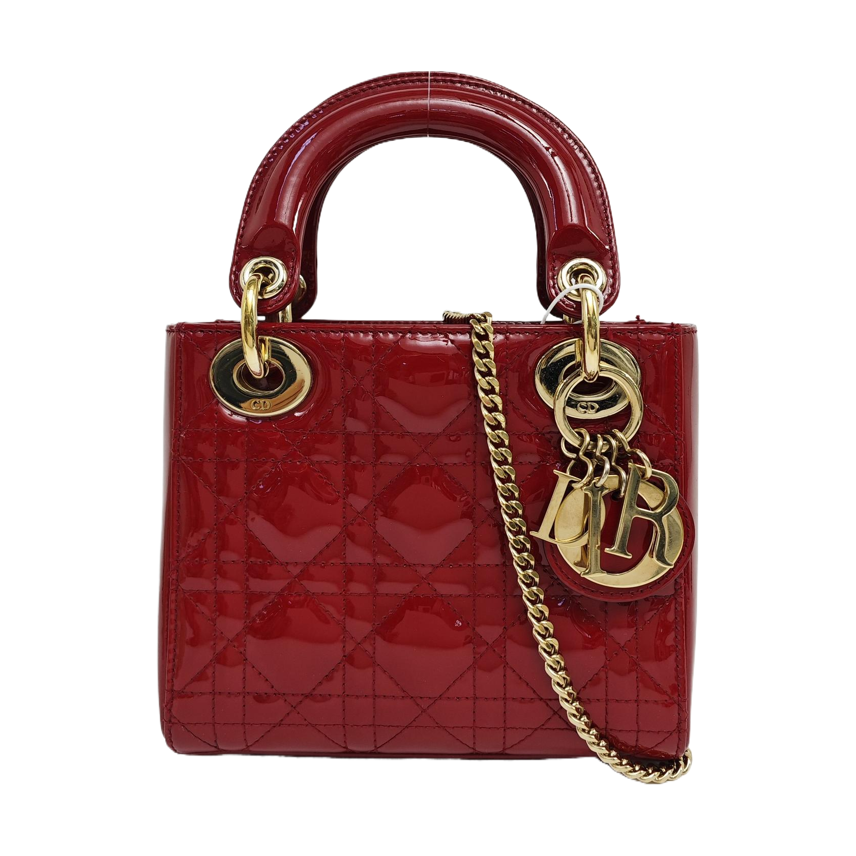 Lady Dior Mini Cannage Patent Leather Red
