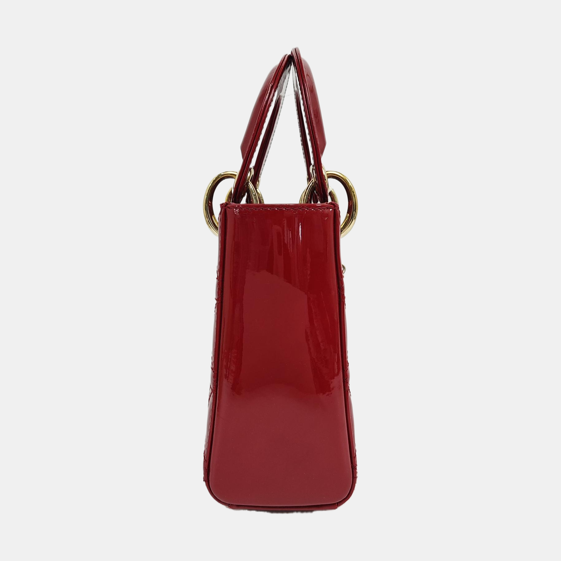 Lady Dior Mini Cannage Patent Leather Red