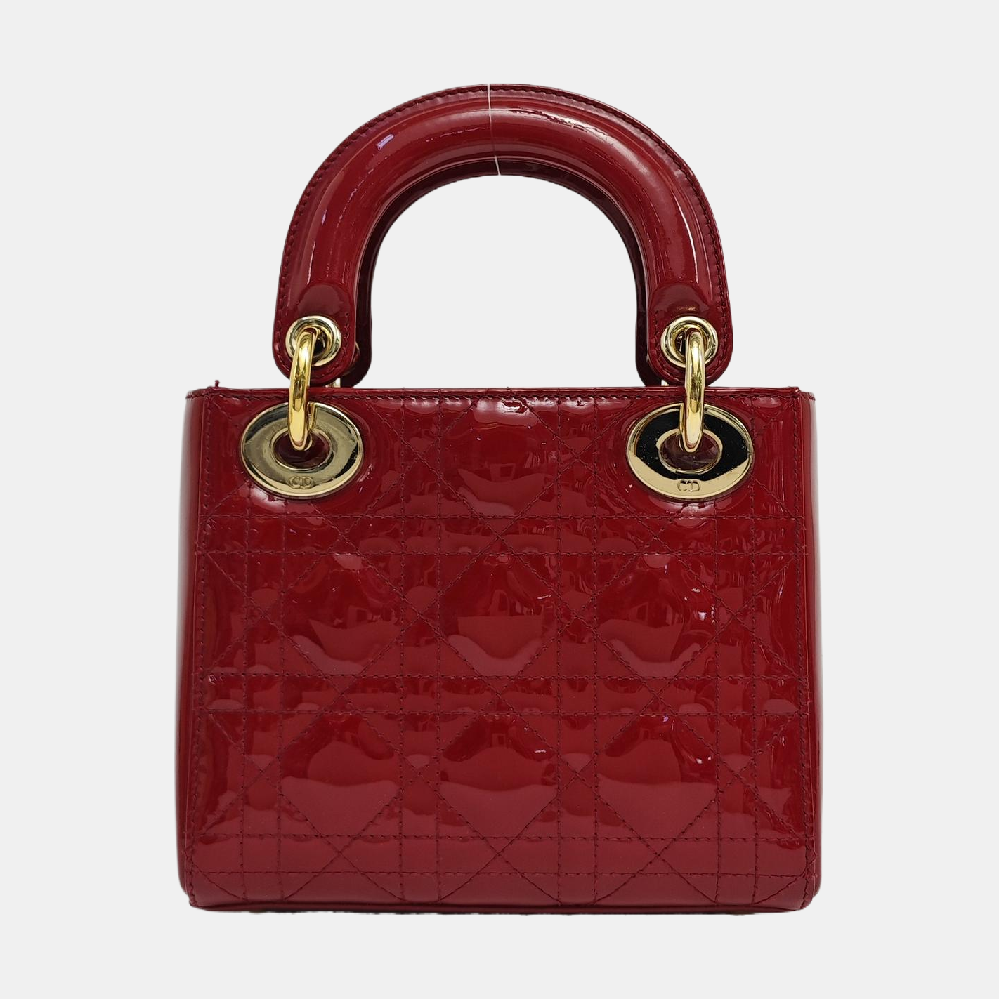 Lady Dior Mini Cannage Patent Leather Red