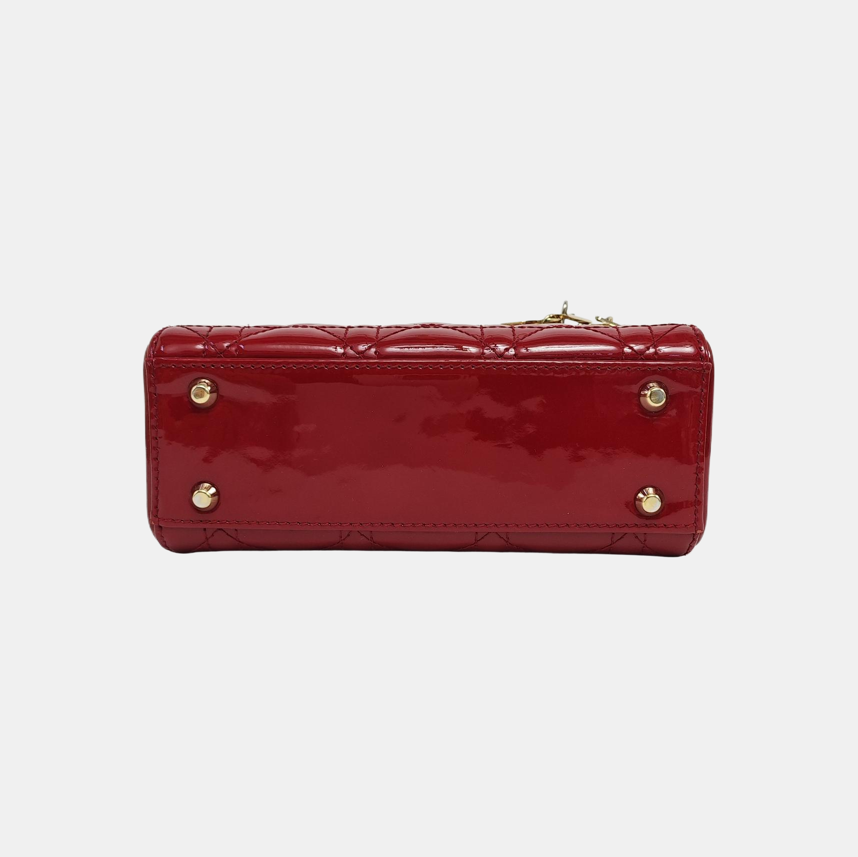 Lady Dior Mini Cannage Patent Leather Red