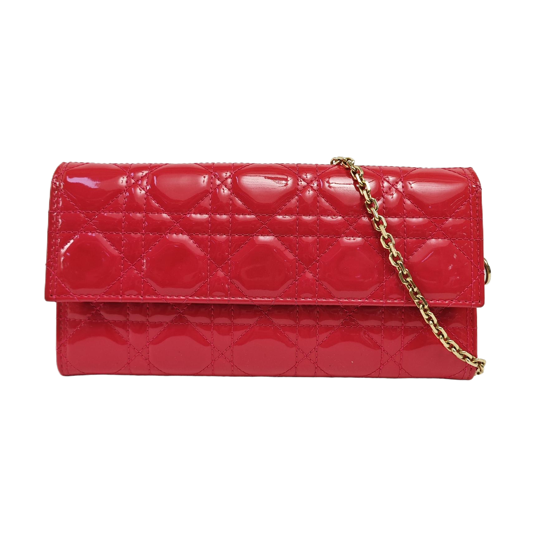Lady Dior Small Cannage Patent Leather Red