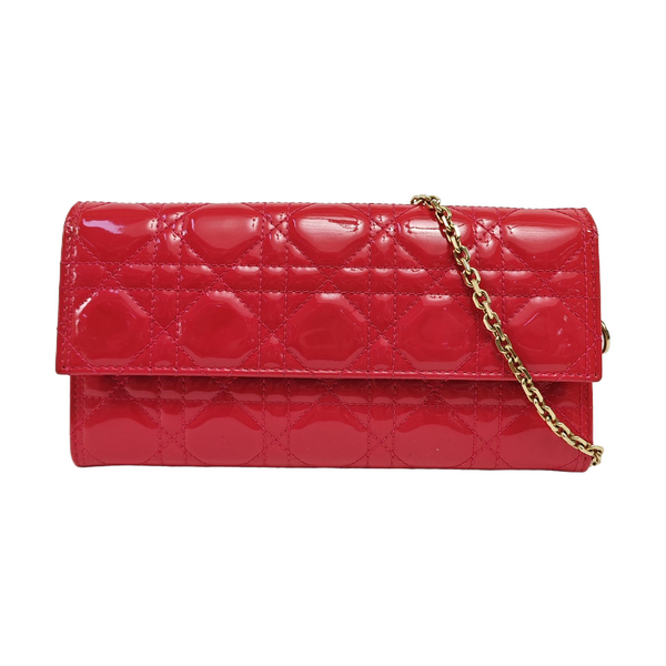 Lady Dior Small Cannage Patent Leather Red