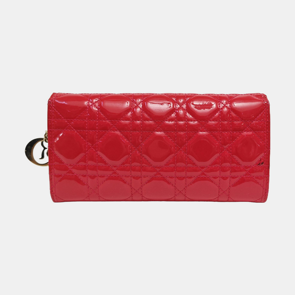 Lady Dior Small Cannage Patent Leather Red