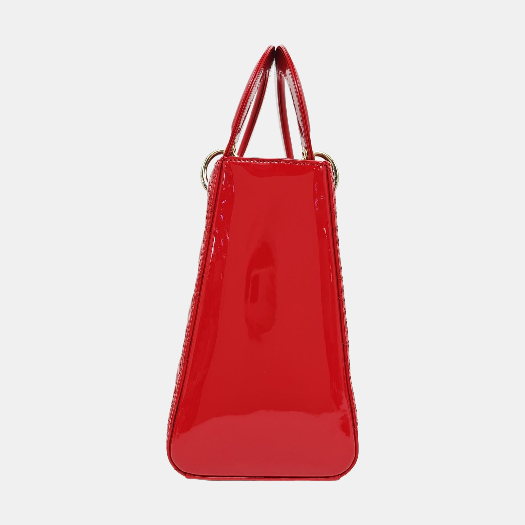 Lady Dior Medium Cannage Patent Leather Red