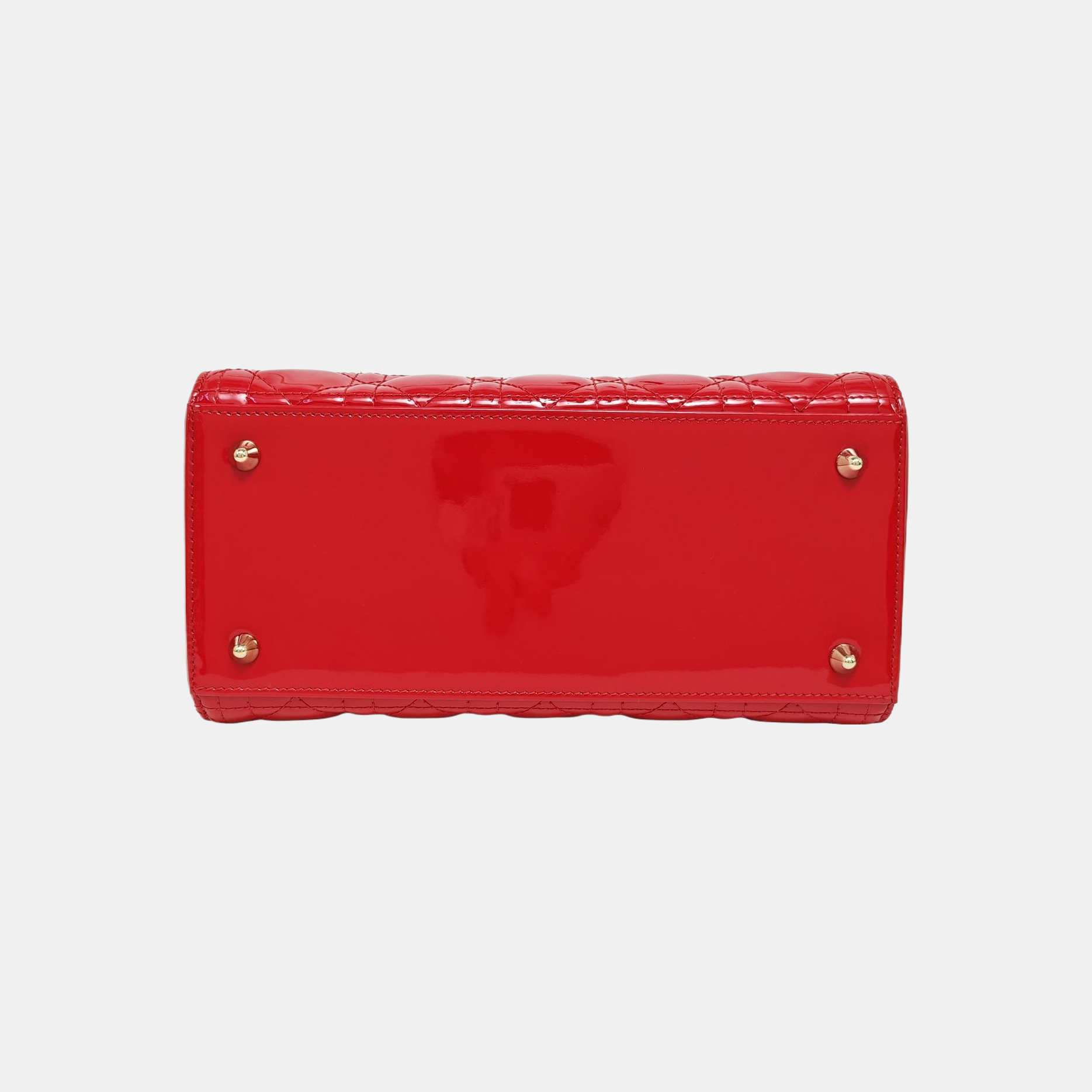 Lady Dior Medium Cannage Patent Leather Red