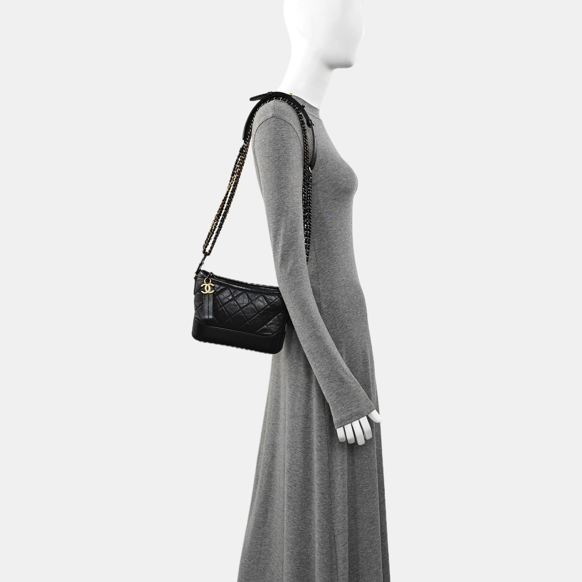GABRIELLE Small Quilted Vintage Calf Black