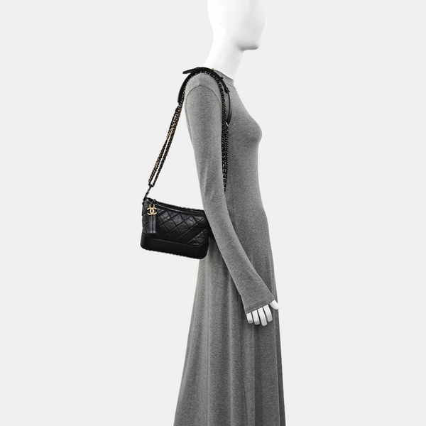 GABRIELLE Small Quilted Vintage Calf Black