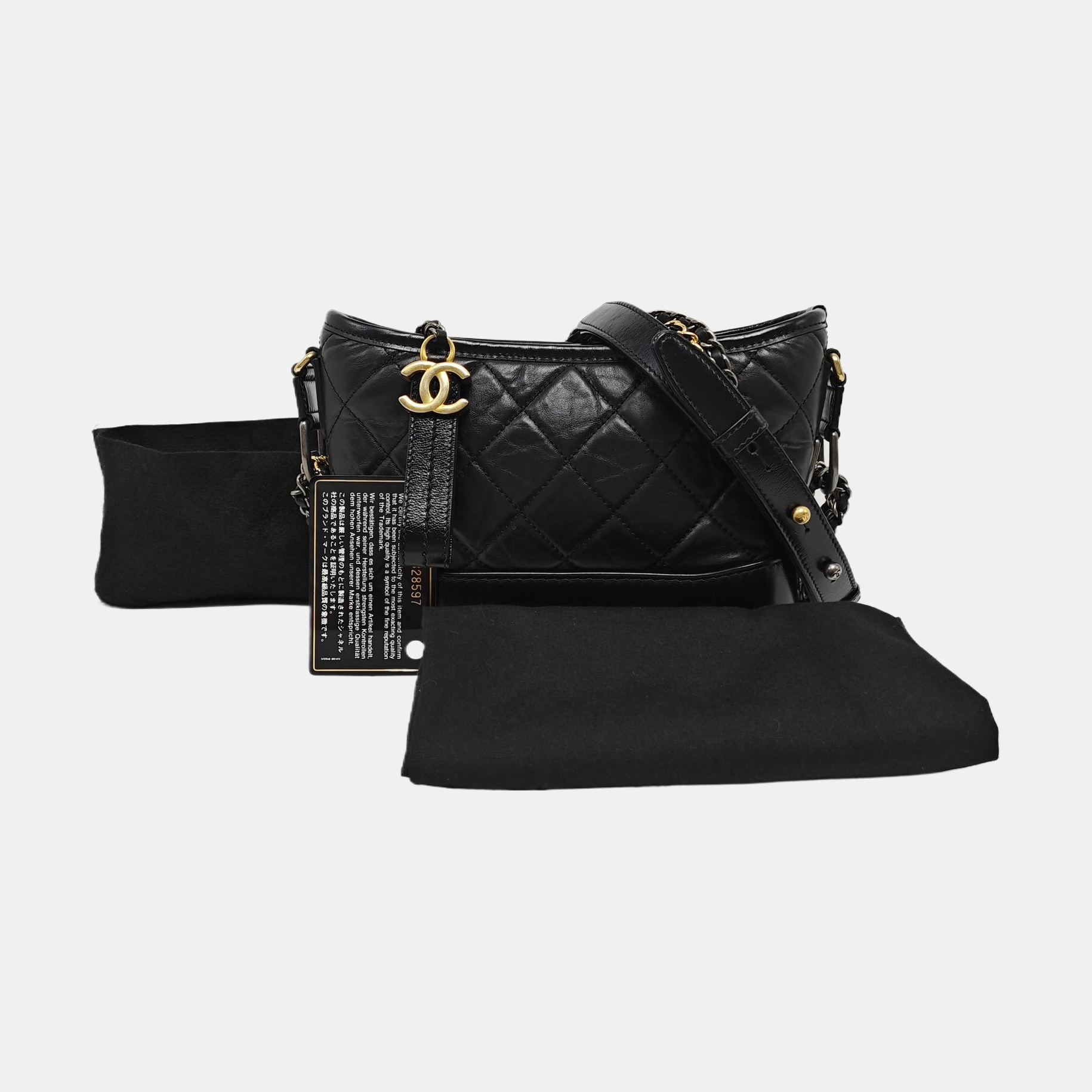 GABRIELLE Small Quilted Vintage Calf Black
