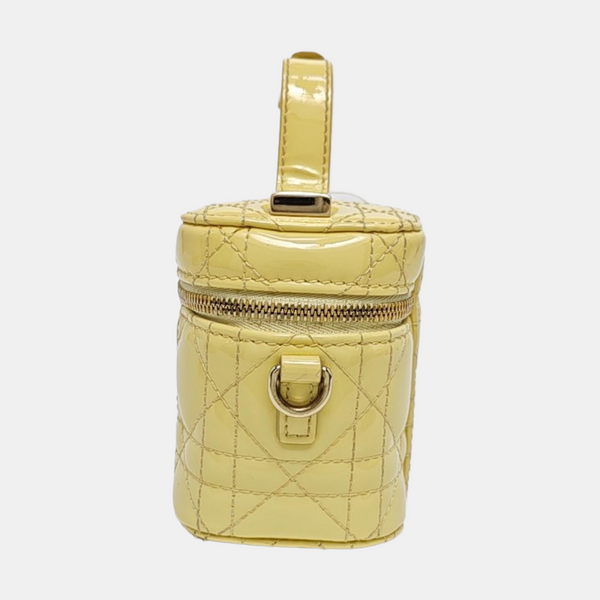 Lady Dior Super Mini Cannage Patent Leather Yellow