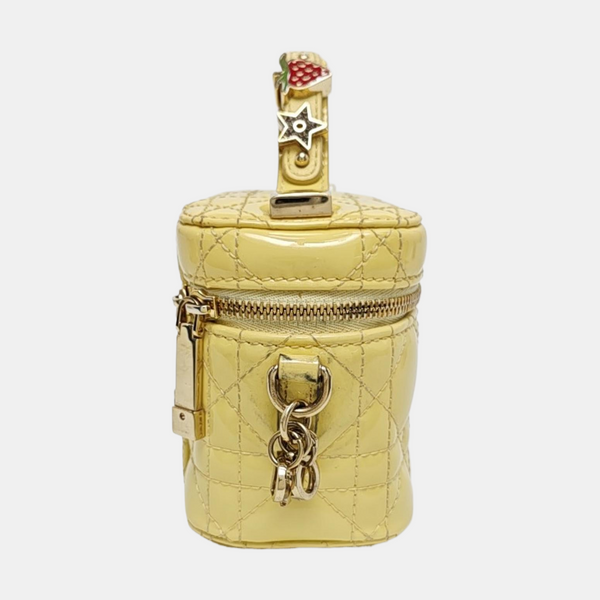 Lady Dior Super Mini Cannage Patent Leather Yellow