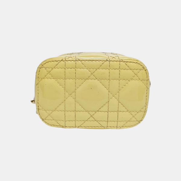 Lady Dior Super Mini Cannage Patent Leather Yellow