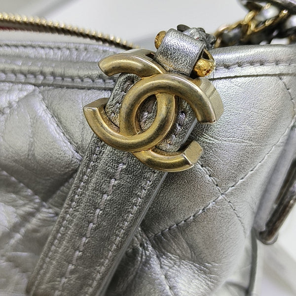 GABRIELLE Medium Quilted Calfskin Silver