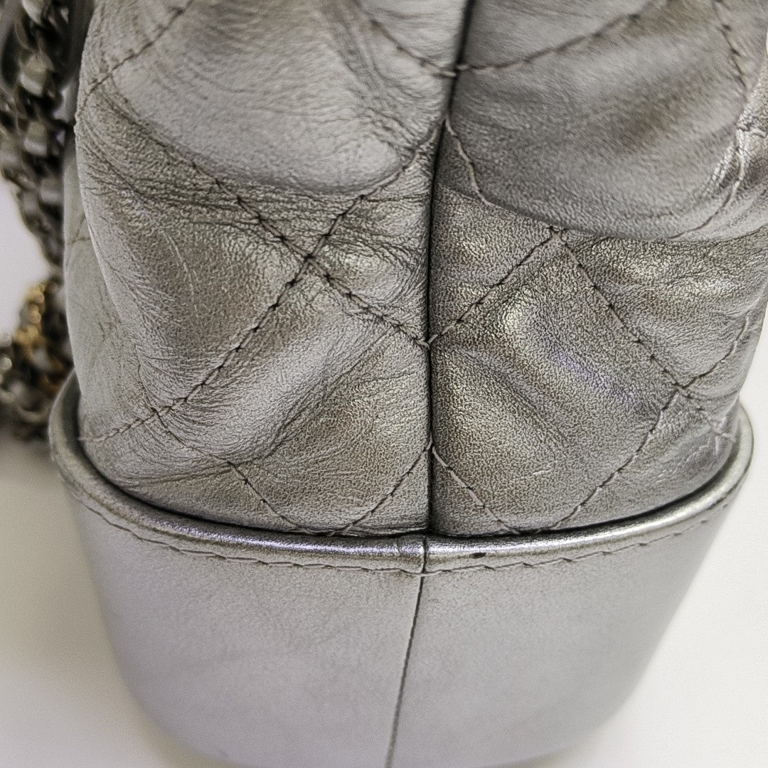 GABRIELLE Medium Quilted Calfskin Silver
