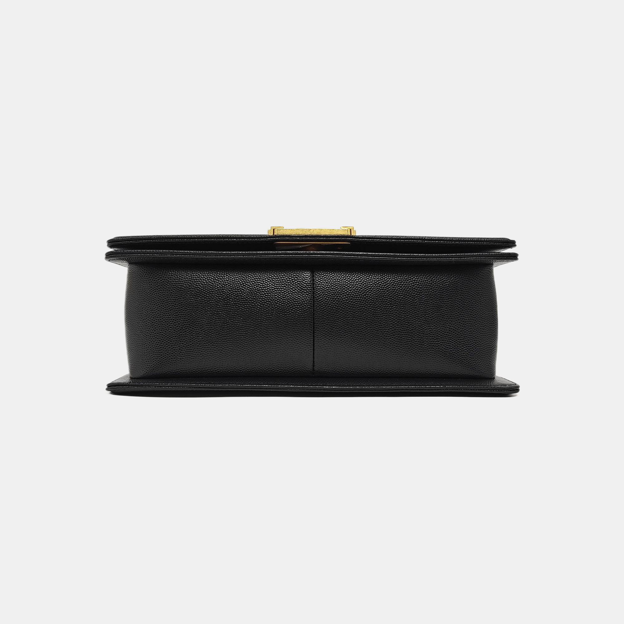 BOY CHANEL Medium Quilted Grained Calfskin Black