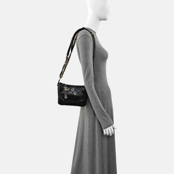 GABRIELLE Small Quilted Vintage Calf Black