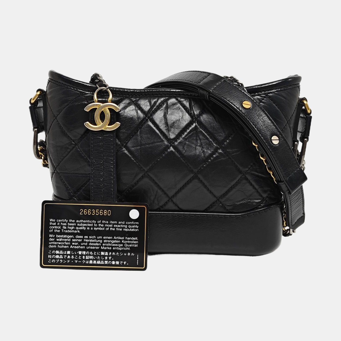 GABRIELLE Small Quilted Vintage Calf Black