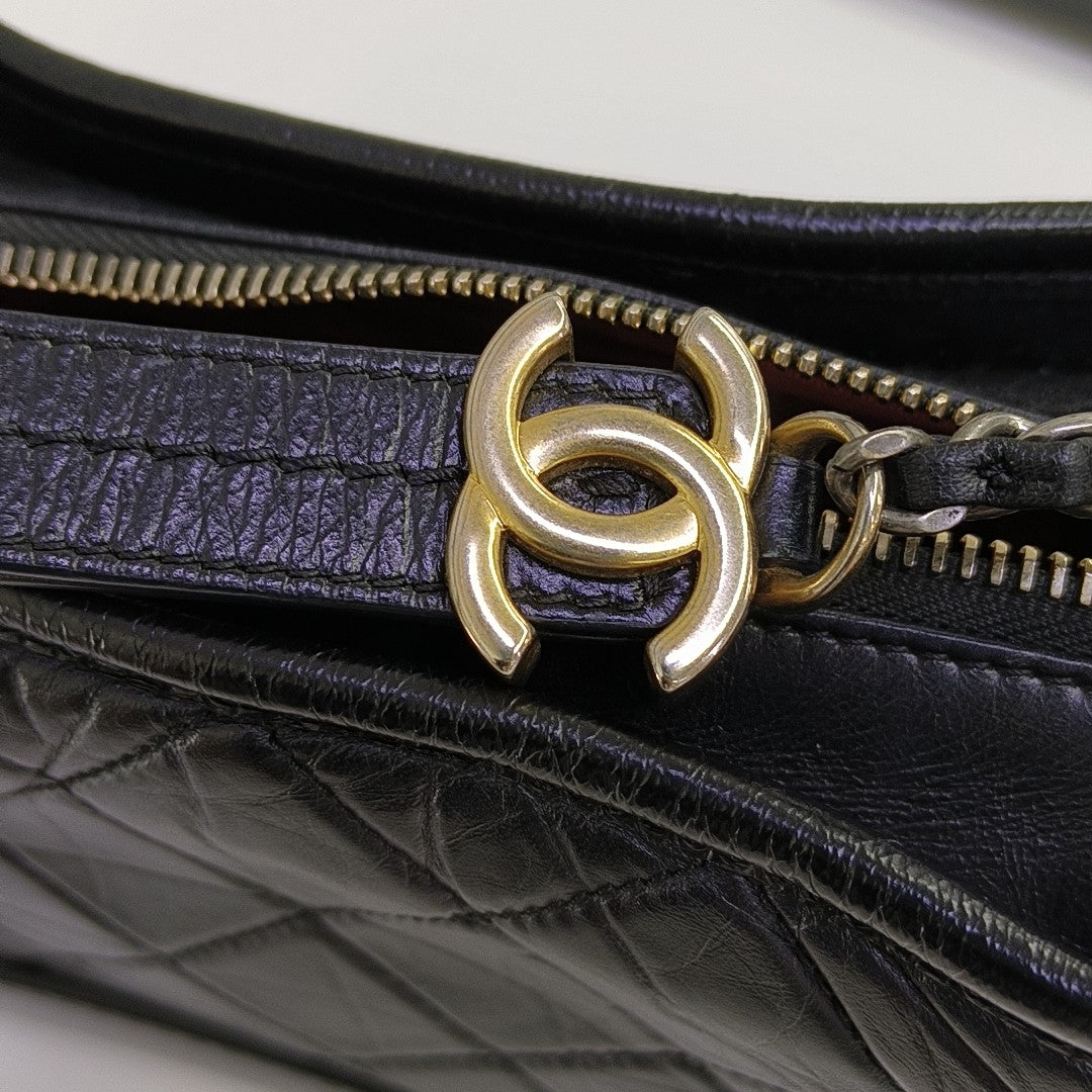 GABRIELLE Small Quilted Vintage Calf Black