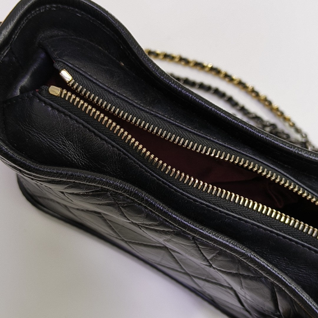 GABRIELLE Small Quilted Vintage Calf Black