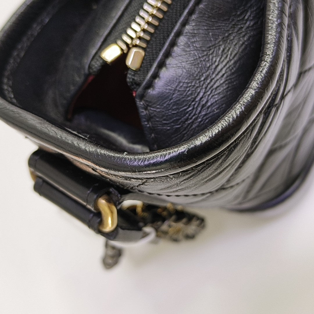 GABRIELLE Small Quilted Vintage Calf Black