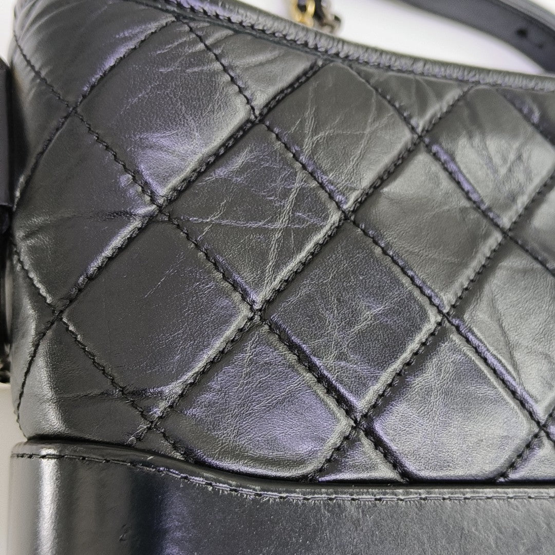 GABRIELLE Small Quilted Vintage Calf Black