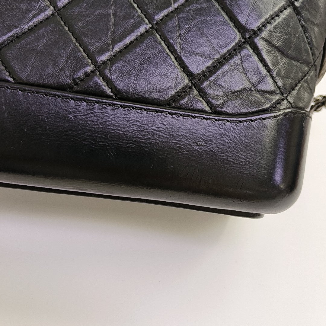 GABRIELLE Small Quilted Vintage Calf Black