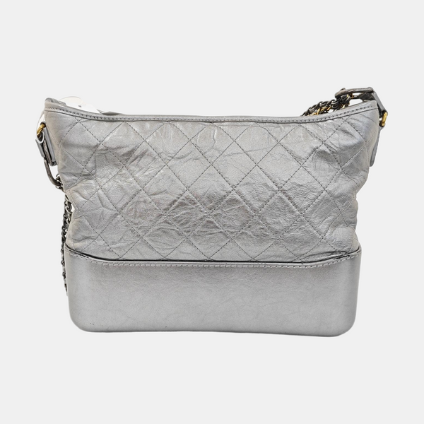 GABRIELLE Medium Quilted Calfskin Silver