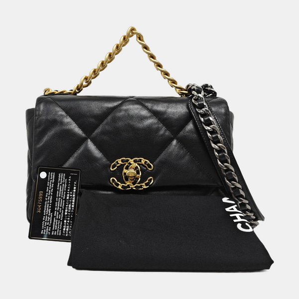 CHANEL 19 Small Quilted Lambskin Black