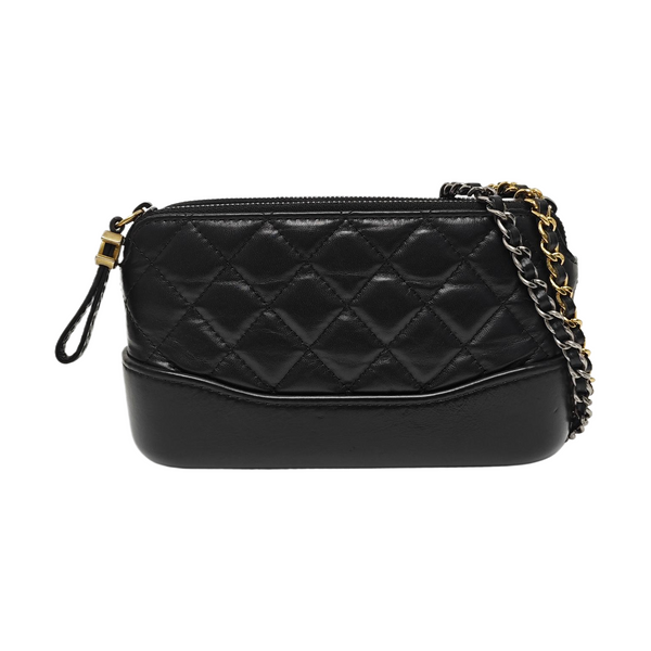 GABRIELLE Mini Quilted Lambskin Black