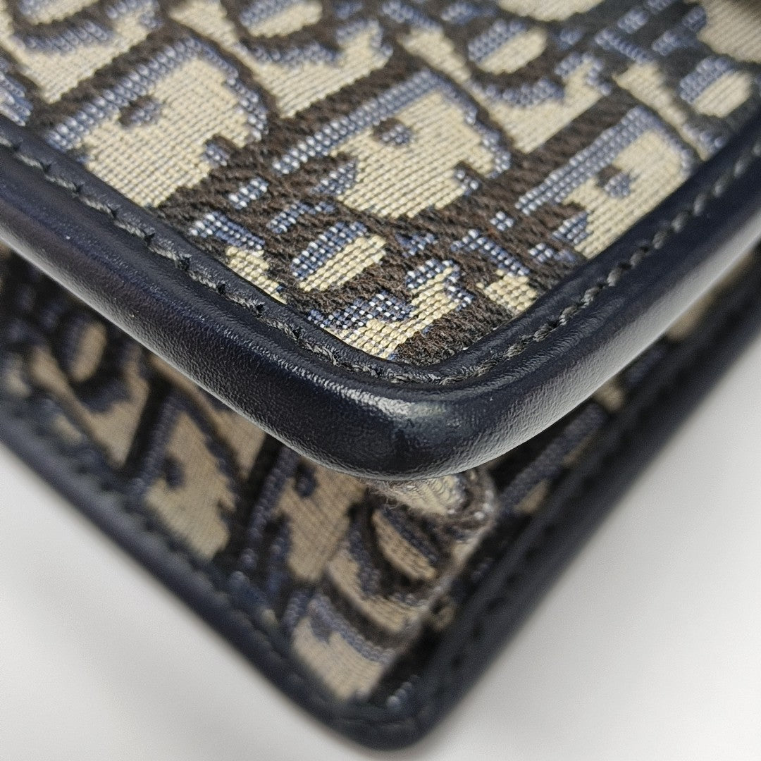 30 Montaigne East-West Small Oblique Canvas Blue