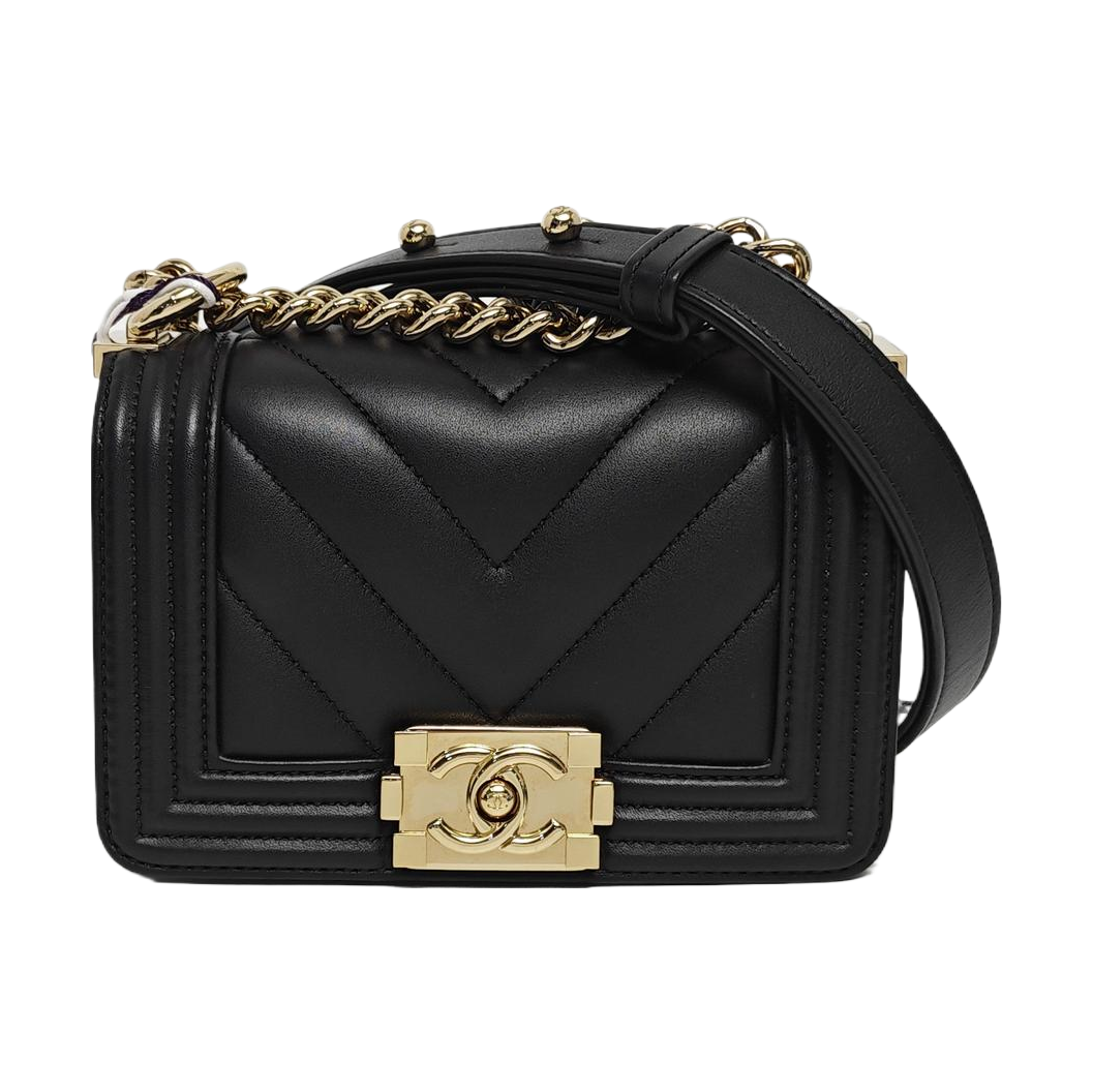 BOY CHANEL Chevron Grained Calfskin Black