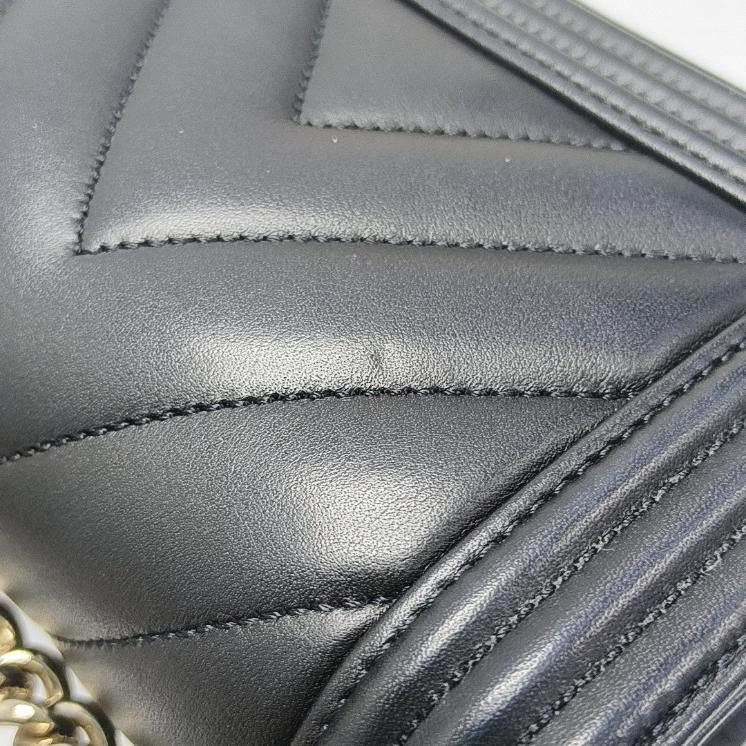 BOY CHANEL Chevron Grained Calfskin Black