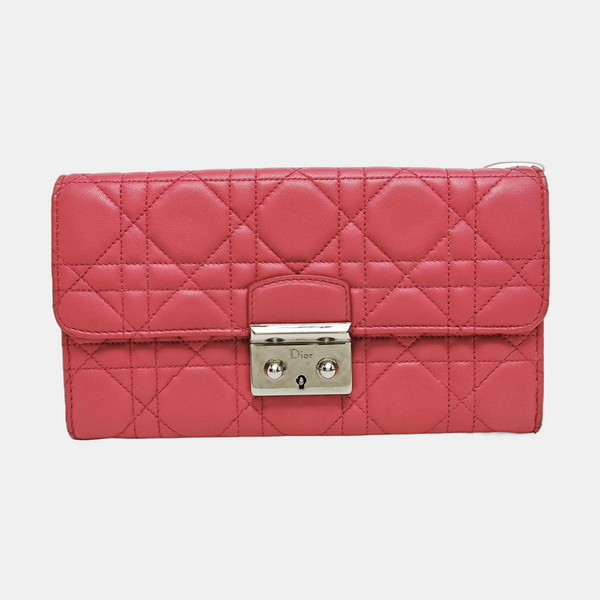 Miss Dior Cannage Lambskin Red Wallet