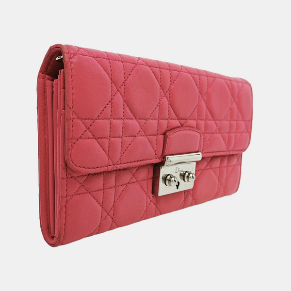 Miss Dior Cannage Lambskin Red Wallet