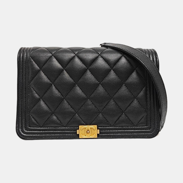 BOY CHANEL Mini Quilted Grained Calfskin Black