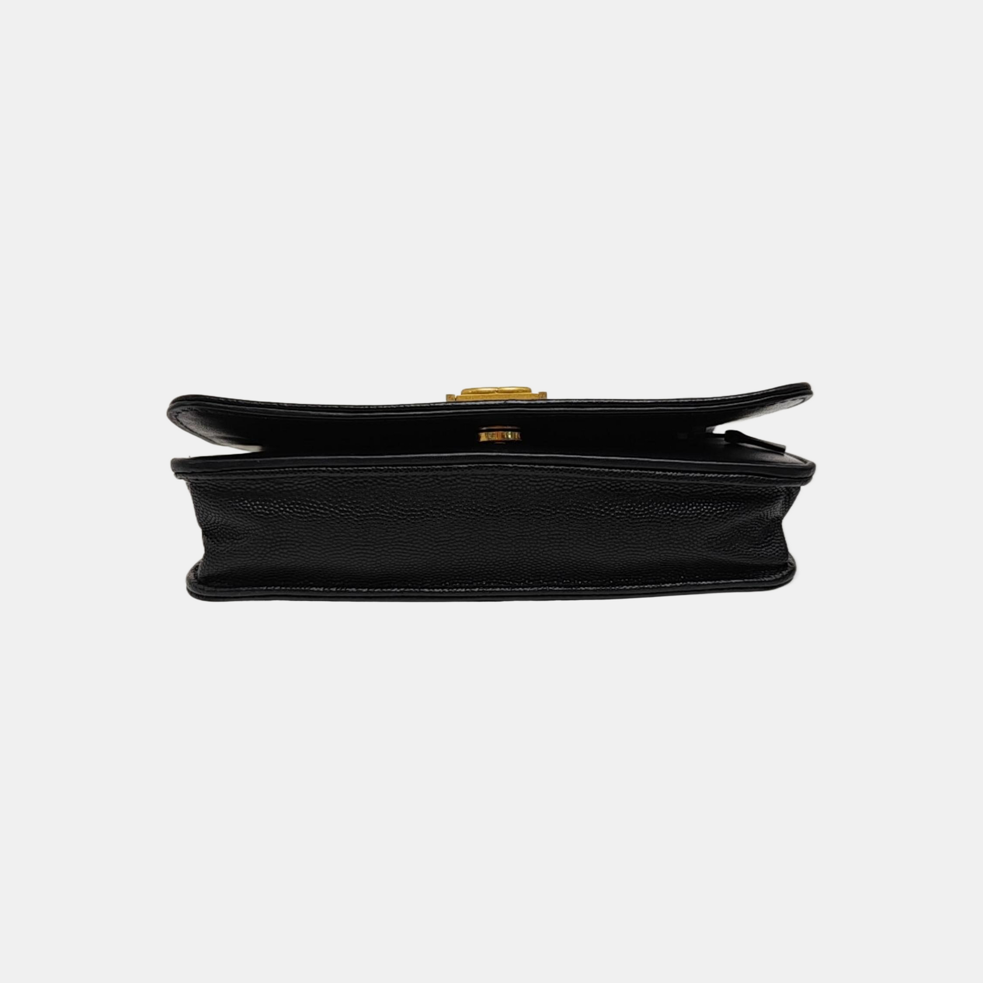 BOY CHANEL Mini Quilted Grained Calfskin Black