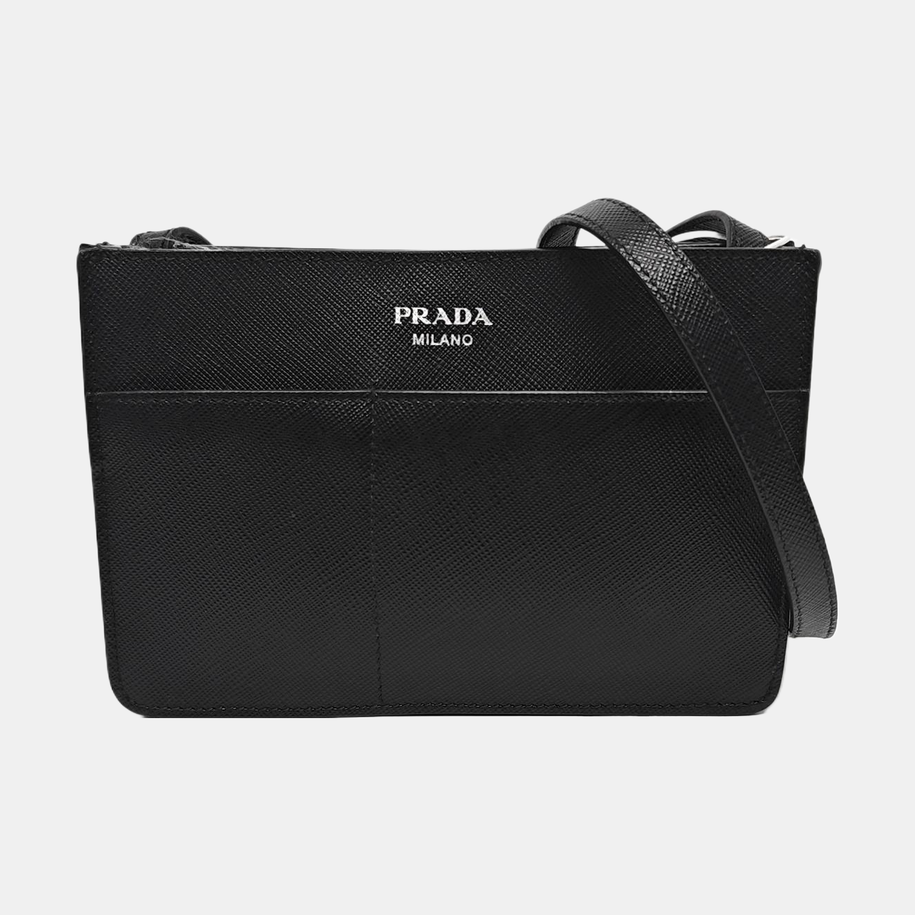Saffiano Calfskin Shoulder Bag Black