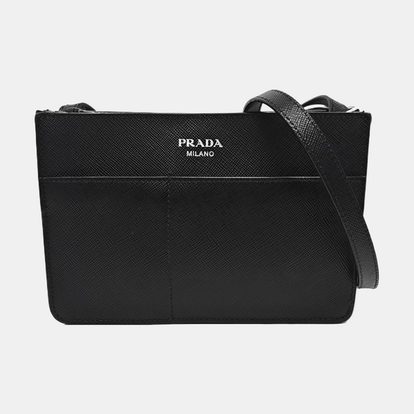 Saffiano Calfskin Shoulder Bag Black