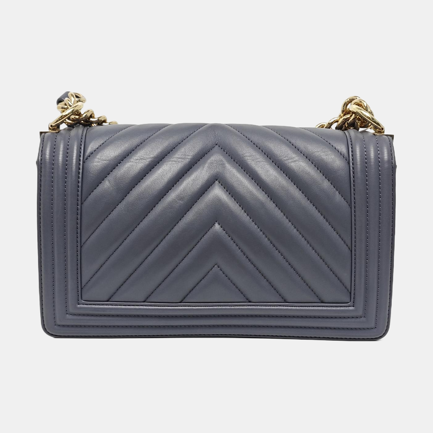BOY CHANEL Medium Chevron Calfskin Blue