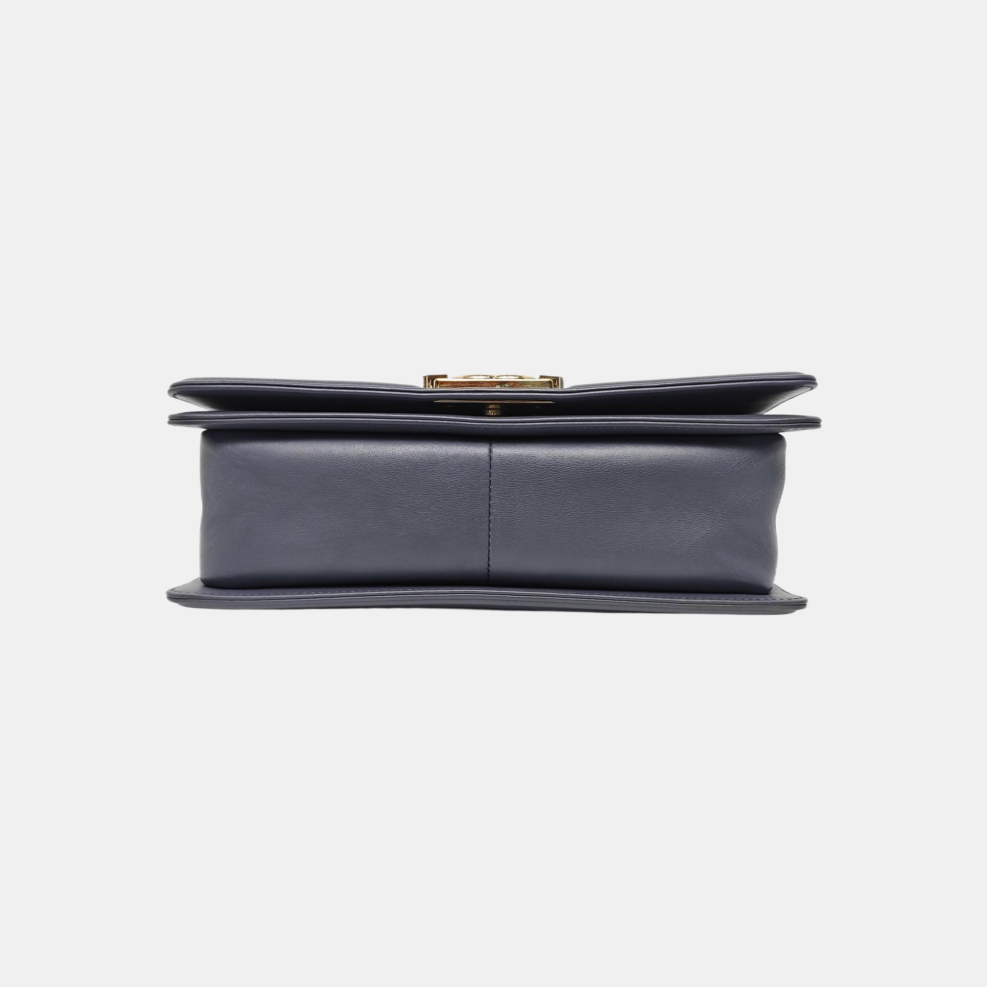 BOY CHANEL Medium Chevron Calfskin Blue