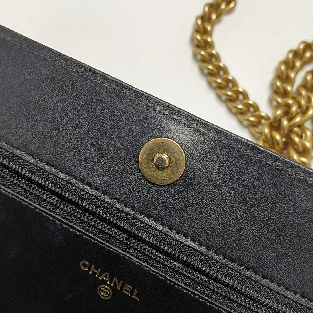 BOY CHANEL Mini Quilted Grained Calfskin Black
