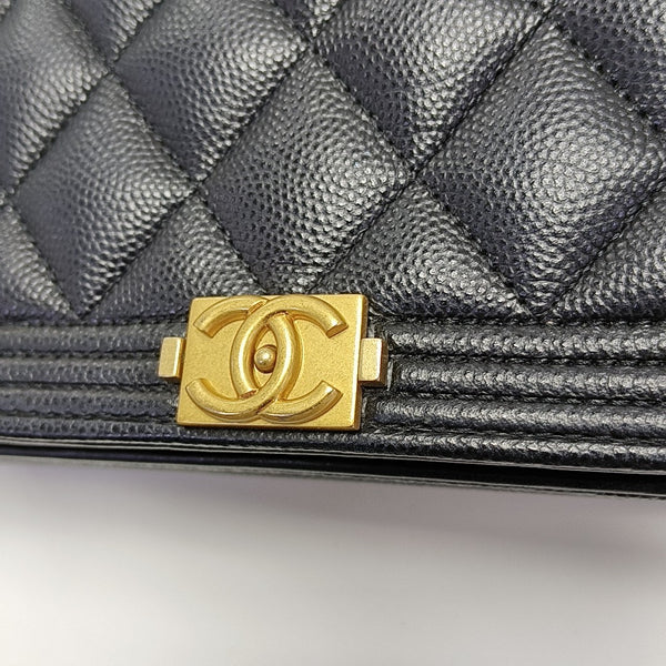 BOY CHANEL Mini Quilted Grained Calfskin Black
