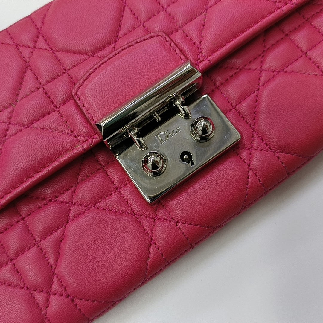 Miss Dior Cannage Lambskin Red Wallet