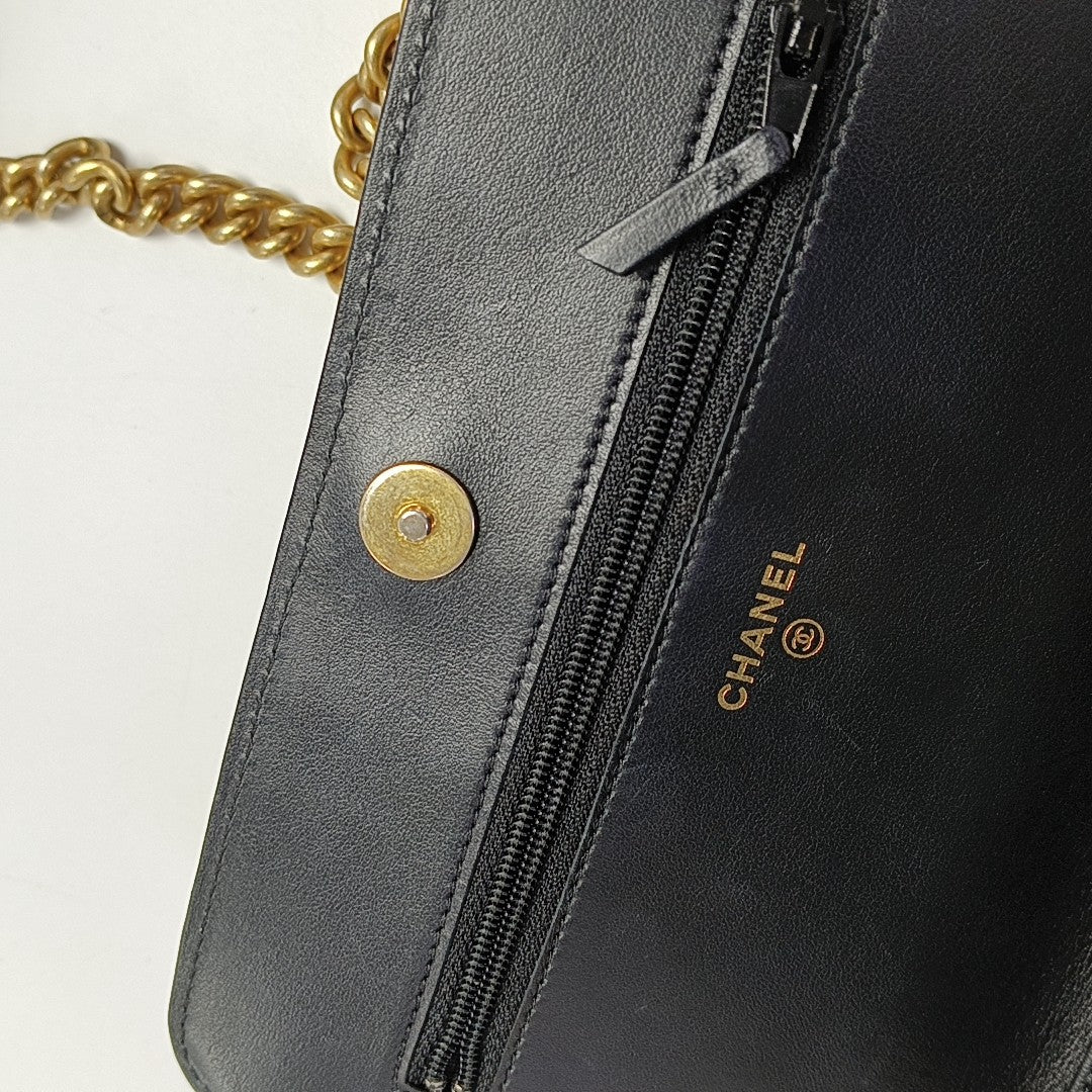 BOY CHANEL Mini Quilted Grained Calfskin Black