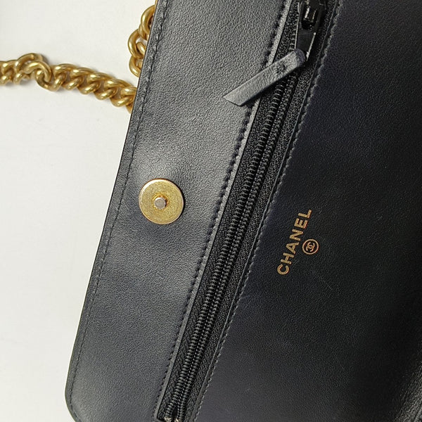 BOY CHANEL Mini Quilted Grained Calfskin Black