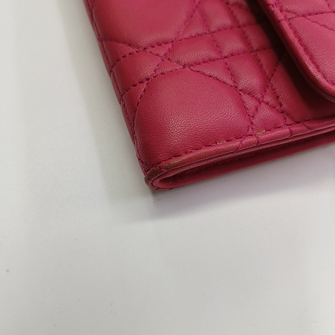 Miss Dior Cannage Lambskin Red Wallet